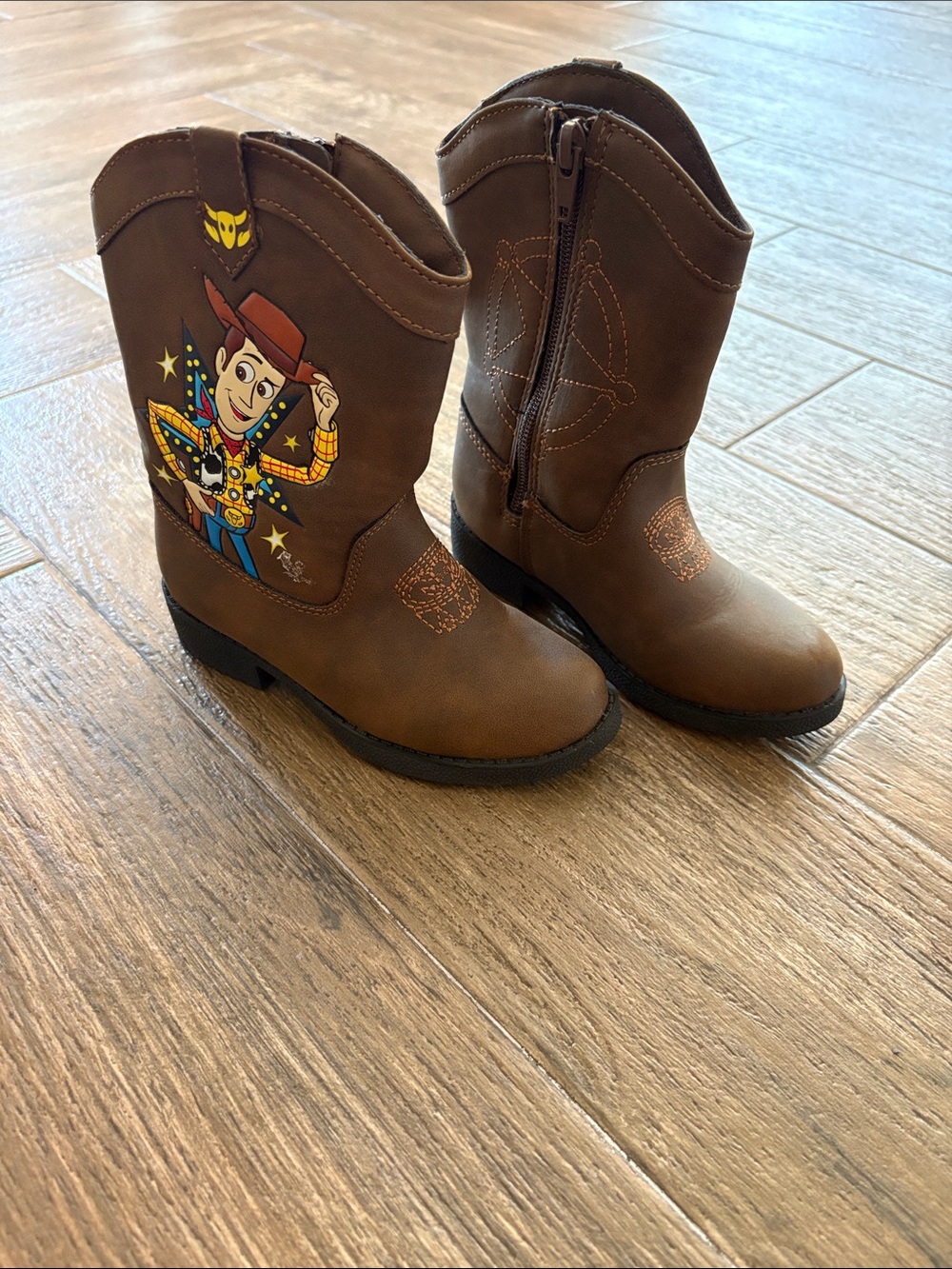 Disney Pixar Kids Brown Toy Story Cowboy Boots with Woody Graphic
